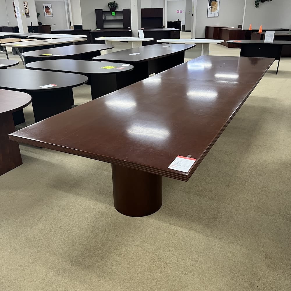 mahogany veneer rectangle conference table 14 ft national furniture, used office furniture