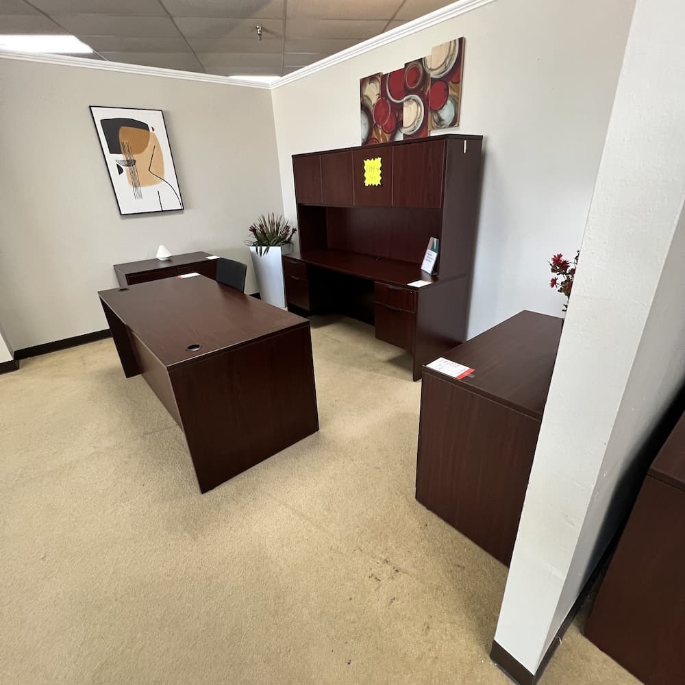 mahogany laminate desk set