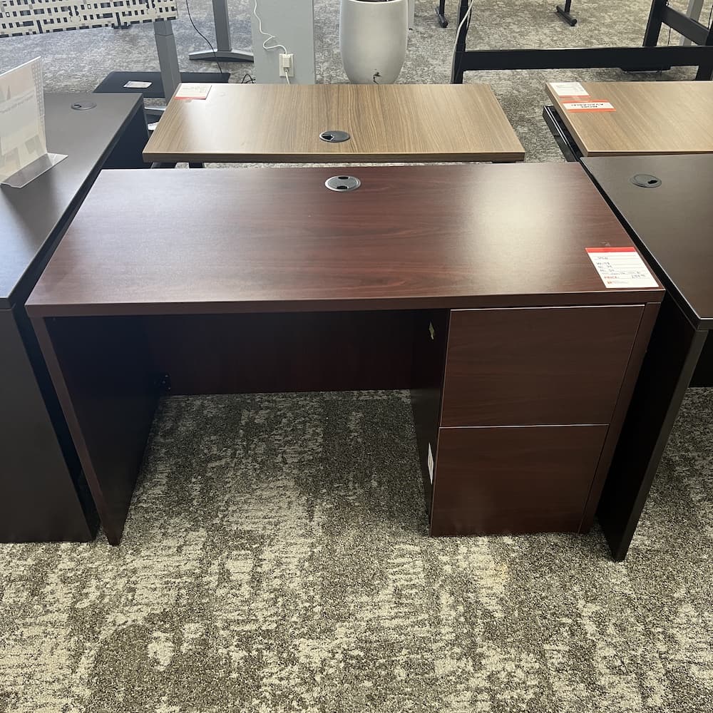 mahogany desk 48x24 laminate hon with file/file, open box used office furniture