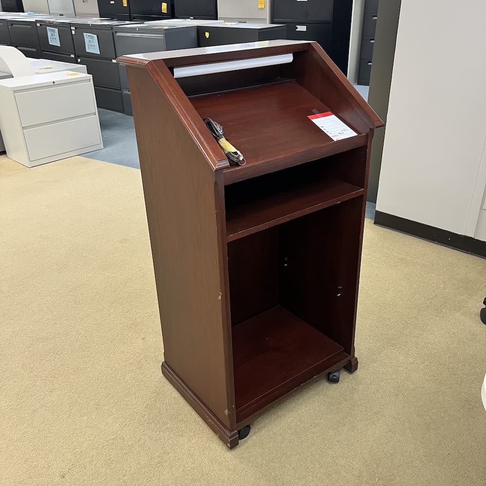 26" W x 48" H Mahogany Veneer Traditional Lectern Podium