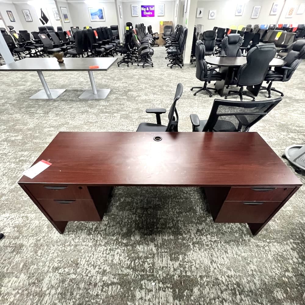 mahogany credenza desk with double hanging box files, used office furniture