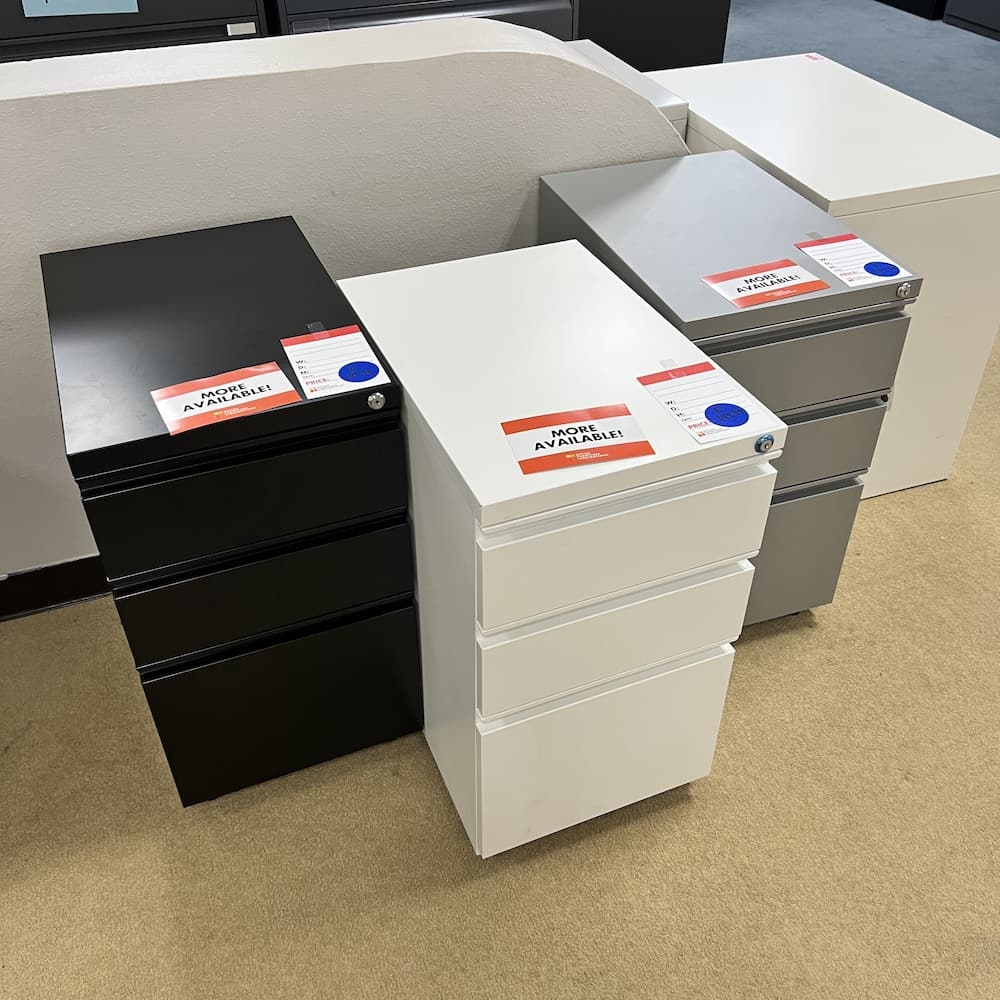 closeout new BBF black white or grey metal pedestal vertical file cabinets