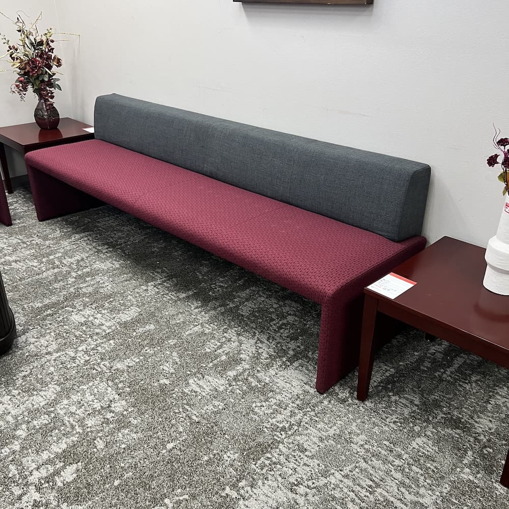 steelcase coalesse bench, purple upholstered seating, sofa couch, commercial lounge, used office furniture