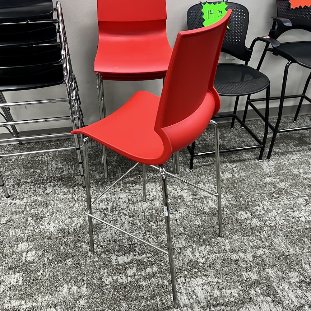 red stool ricciolina max design stool with chrome base, bar height, used furniture