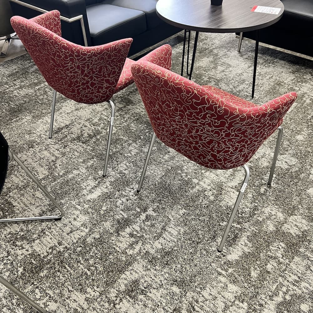 red upholstered EOOS caps chair, steelcase coalesse, mcm chair, used office furniture