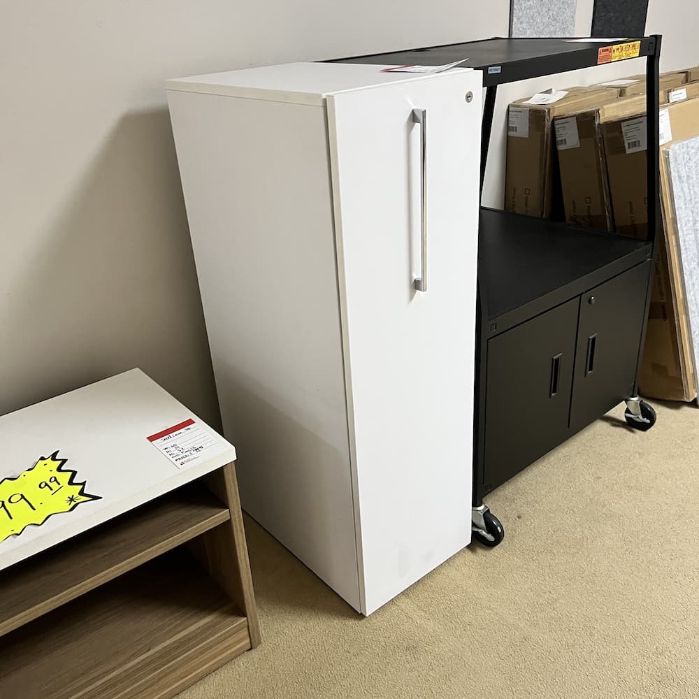 white laminate pull out storage tower, steelcase used office furniture