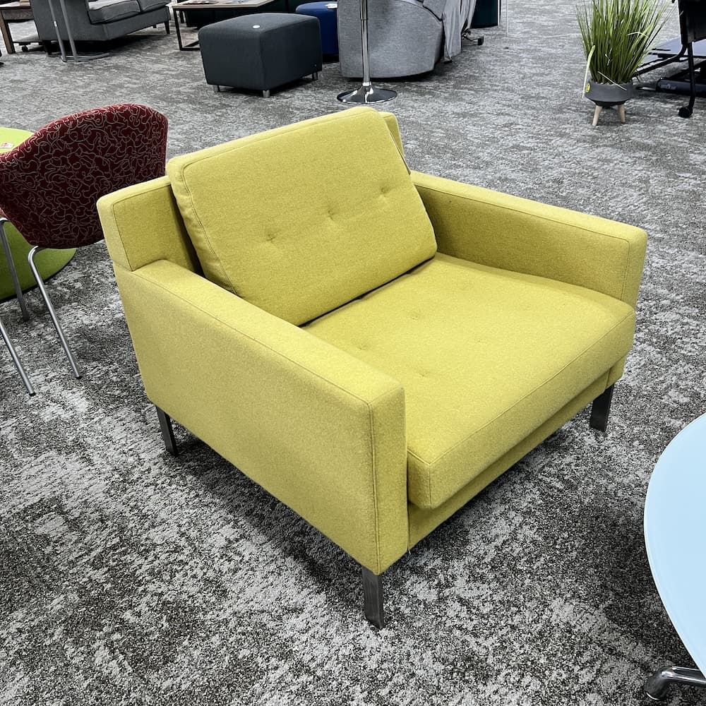 yellow green steelcase coalesse Millbrae lounge chair, used office furniture