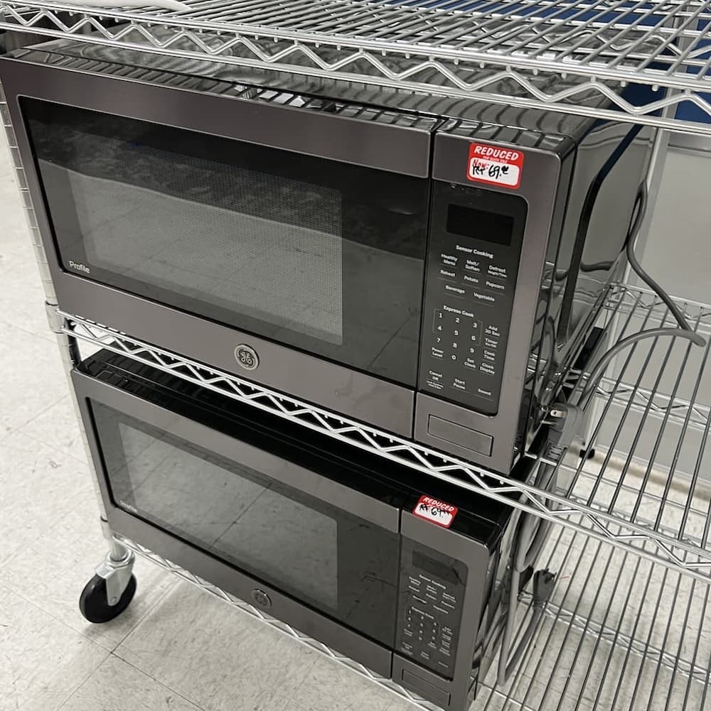 GE Profile 1100 Watt 2.2 cu ft Black Stainless Microwave