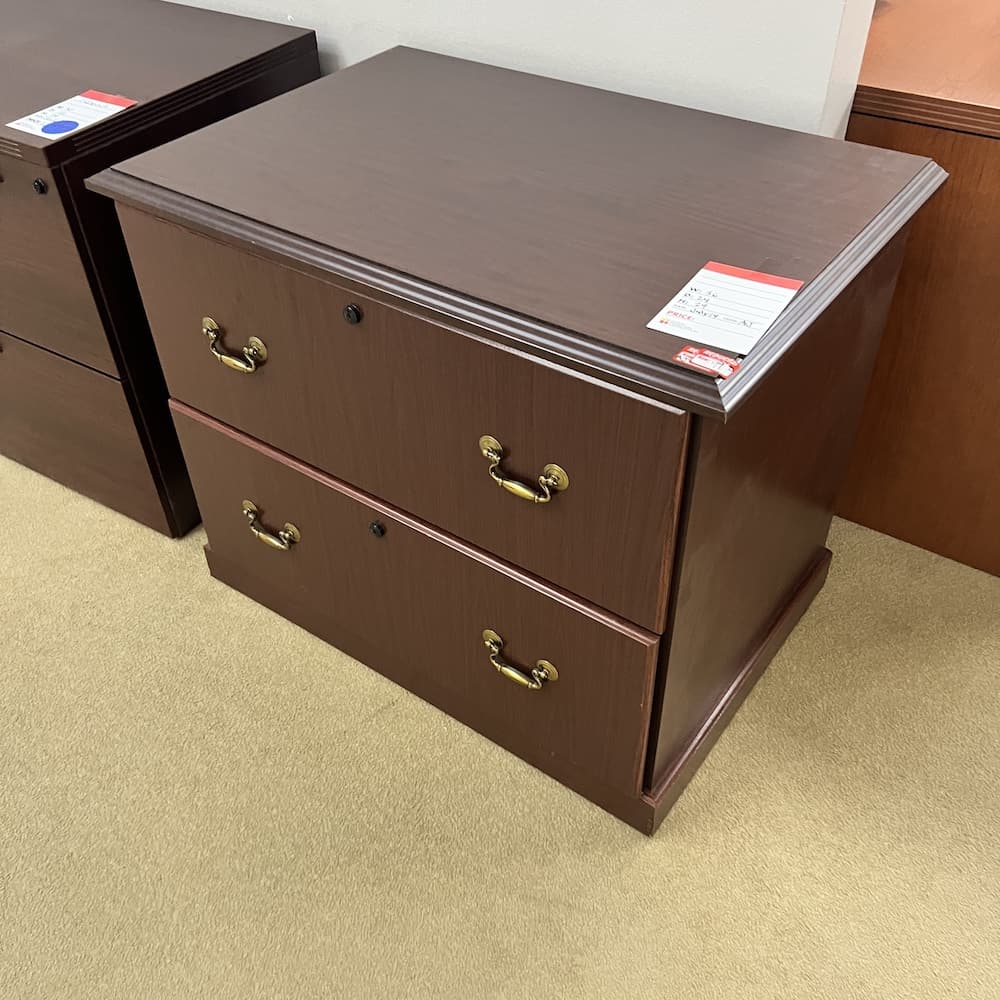 mahogany 2 drawer lateral file traditional, used office furniture