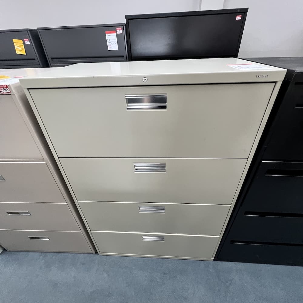 hon used 4 drawer lateral beige metal