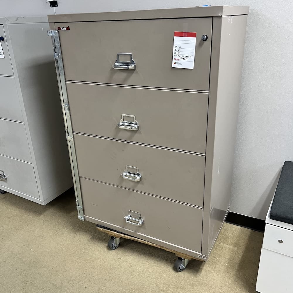 beige metal lateral file 4 drawer fireking, used office furniture