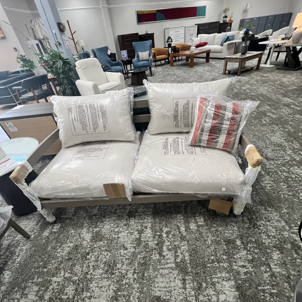 Ashley furniture big creek cove beige taupe patio outdoor seating set, open box scratch n dent