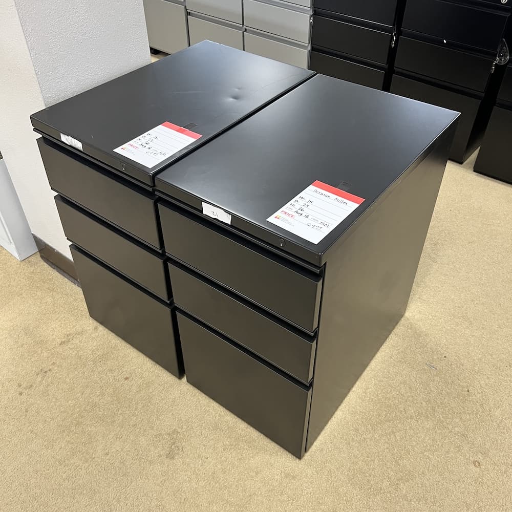 black metal used pedestal file cabinet box/box/file, Herman Miller, used office furniture
