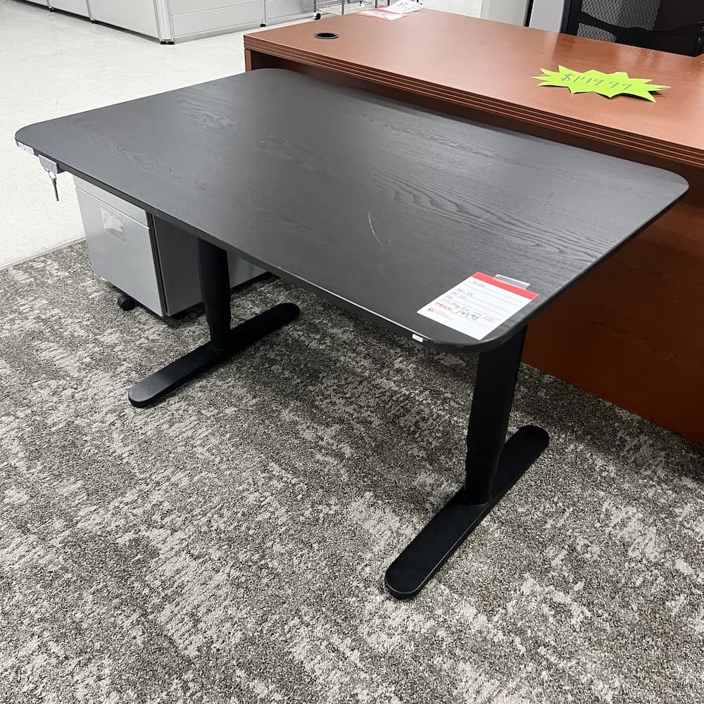 black ikea desk height adjustable, electric, 48x30, used office furniture, school