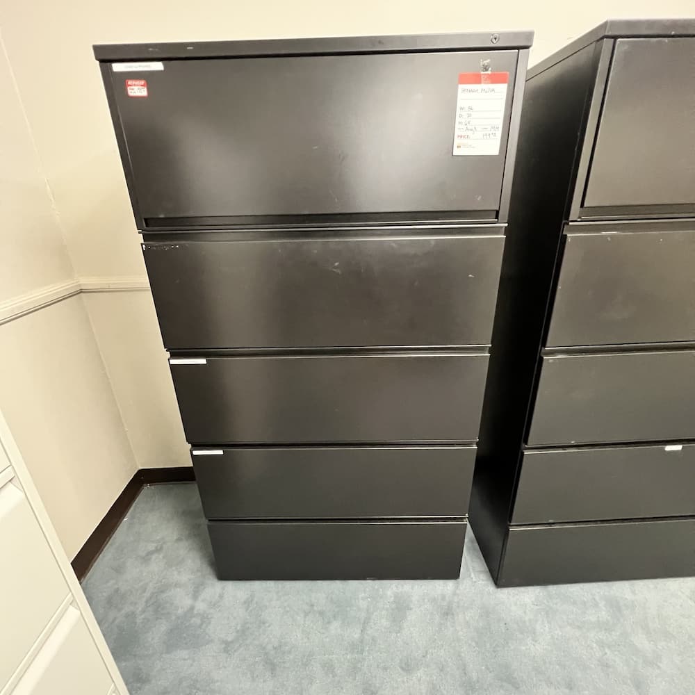 black metal 5 drawer lateral file Herman Miller used