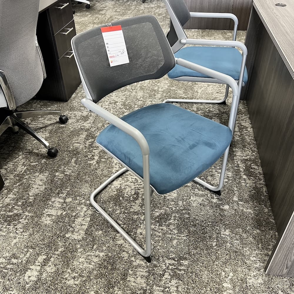 blue upholstery QiVi steelcase guest chair, used office furniture