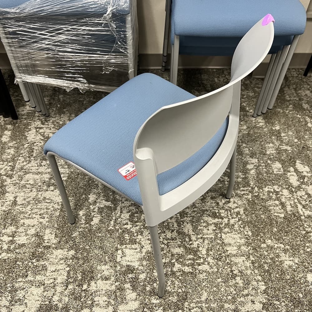 blue and grey steelcase move stacking chair, used office furniture