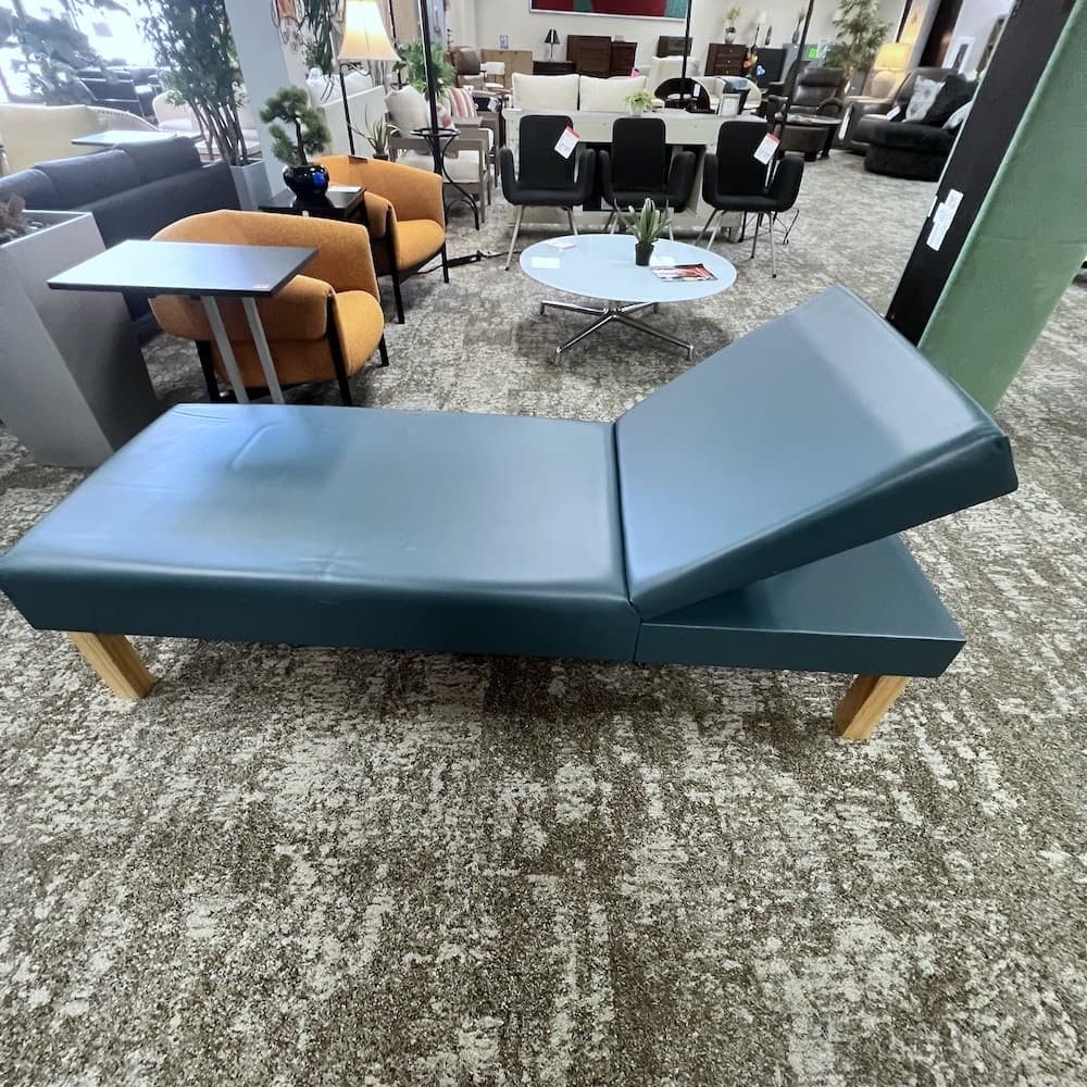 blue vinyl recover bench, Clinton industries, used medical furniture