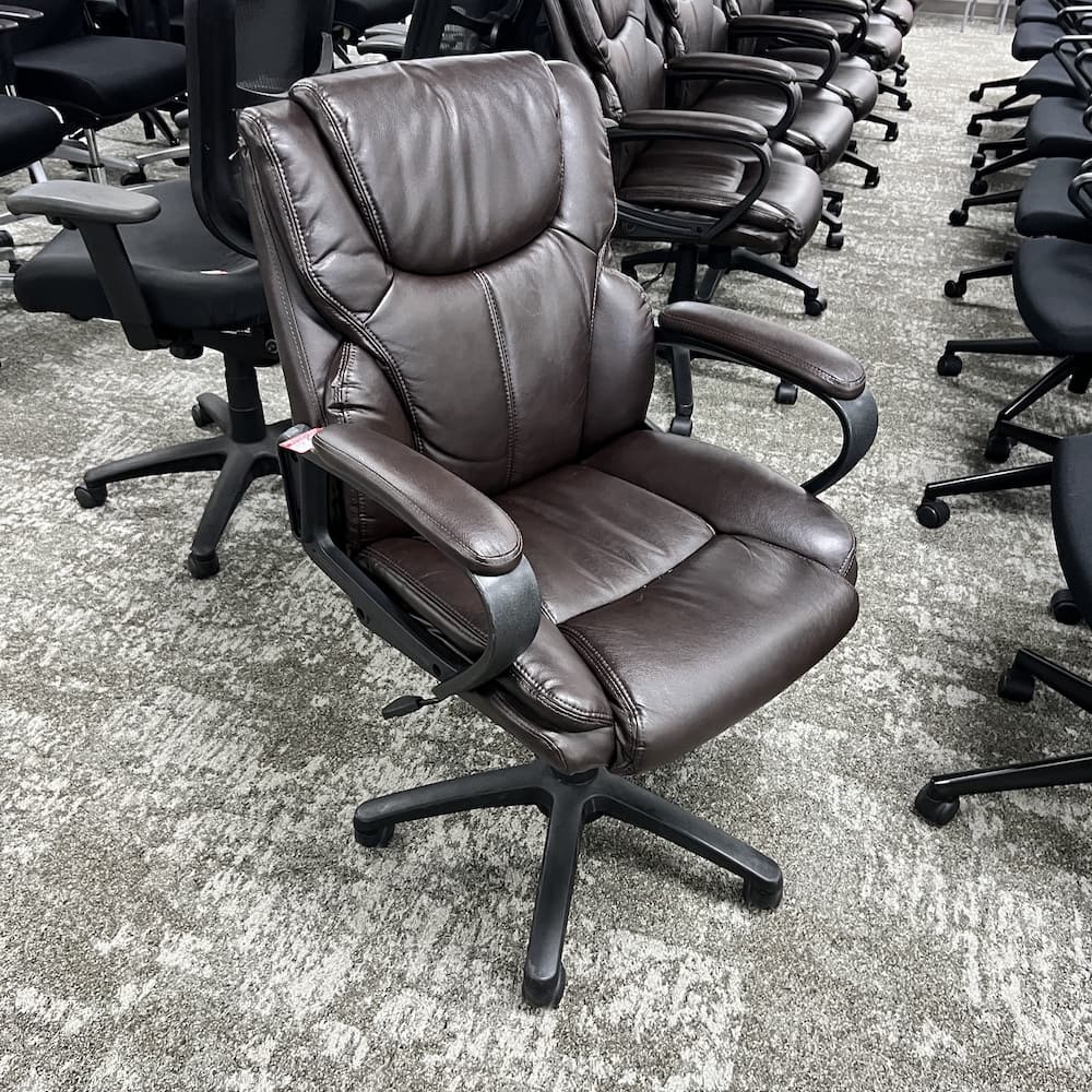brown conference chair plush mid back, used office furniture
