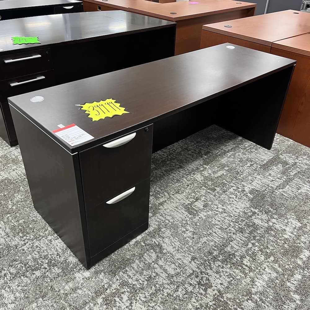 espresso laminate desk shell with file file, used office furniture