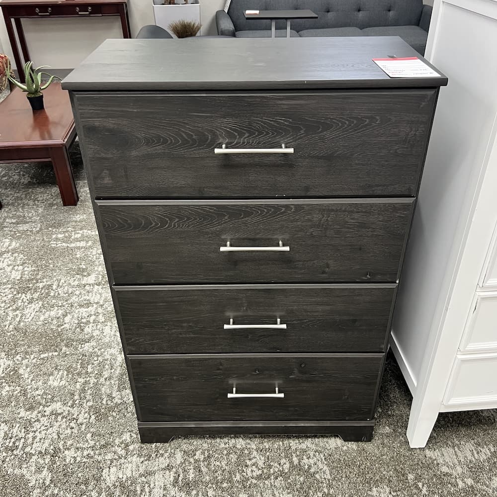 grey dark 4 drawer dresser, open box scratch n dent home furniture