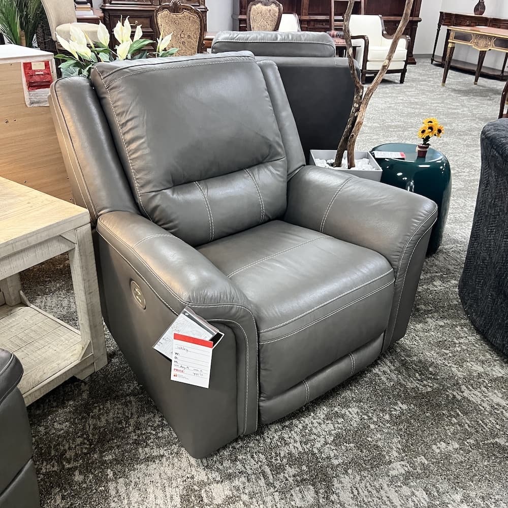 Ashley Bleckley Grey Leather Power Recliner