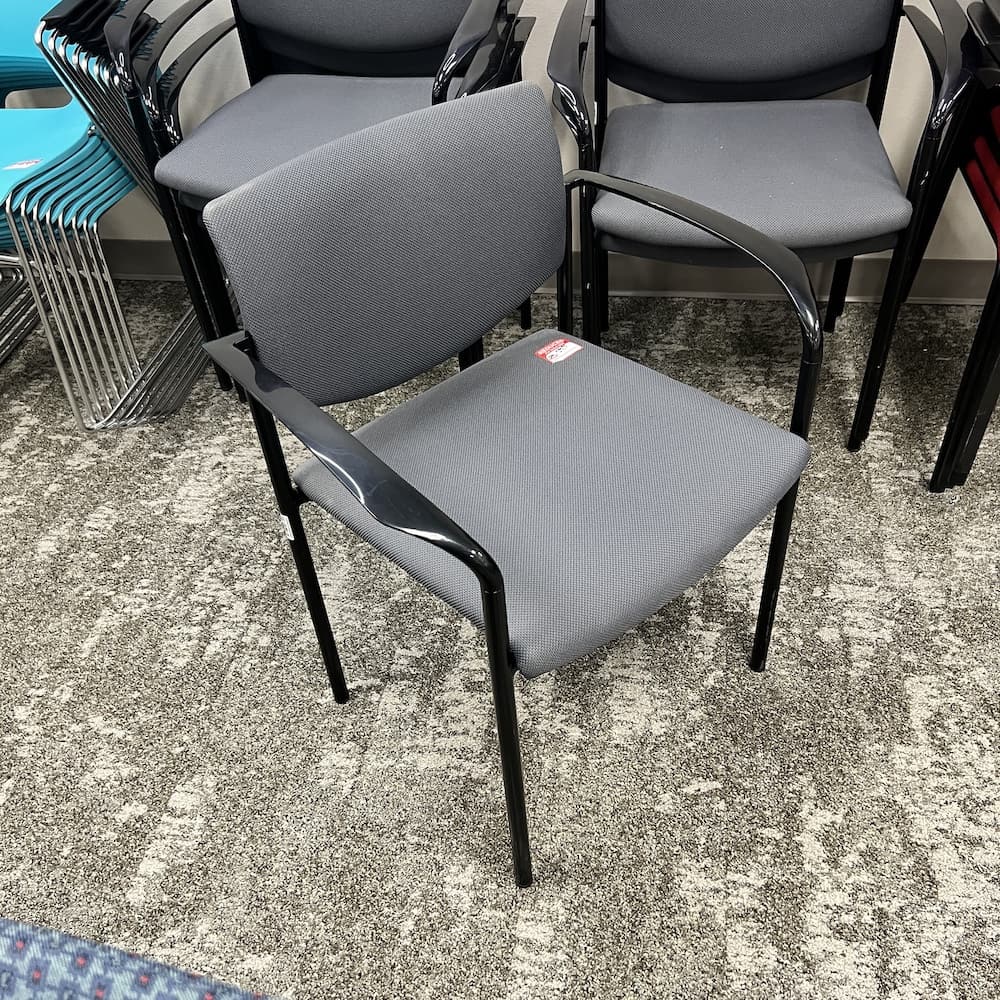 grey and black steelcase player stacking chair, commercial furniture, used office furniture