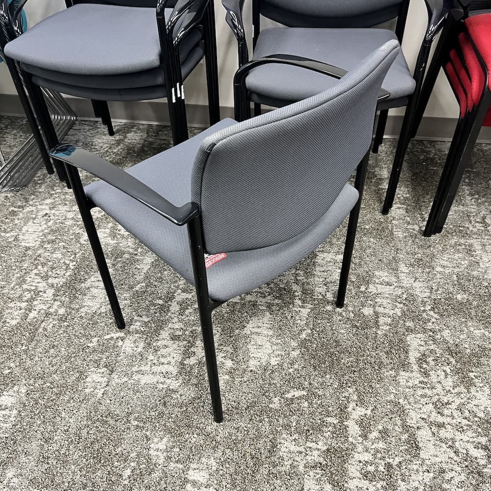 grey and black steelcase player stacking chair, commercial furniture, used office furniture