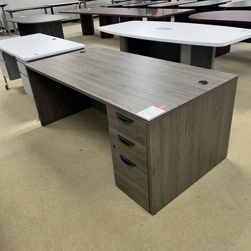 72" x 36" Grey Elm Laminate and Black Desk with Box/box/file