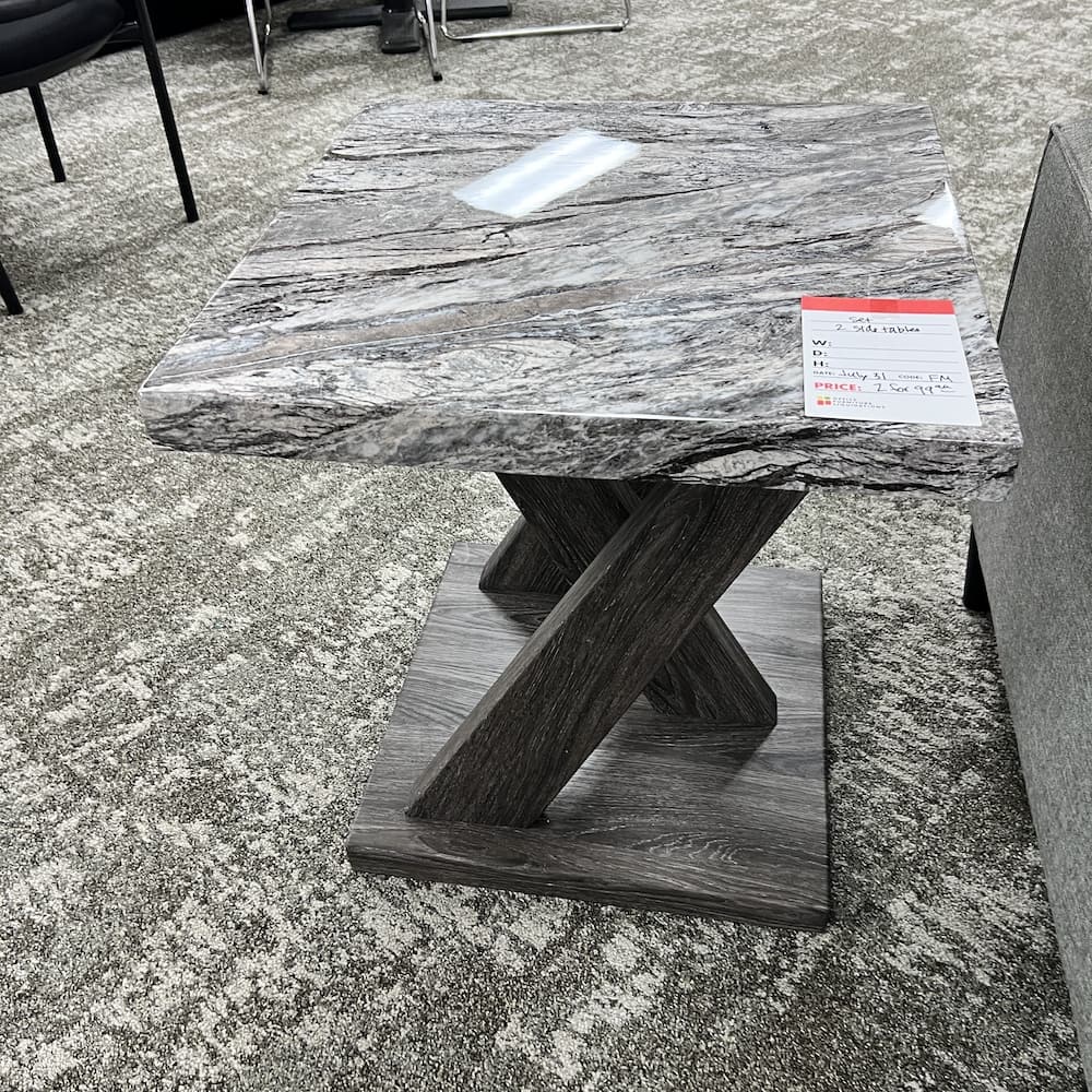 grey faux granite side table, Ashley furniture bensonale side table, open box scratch n dent