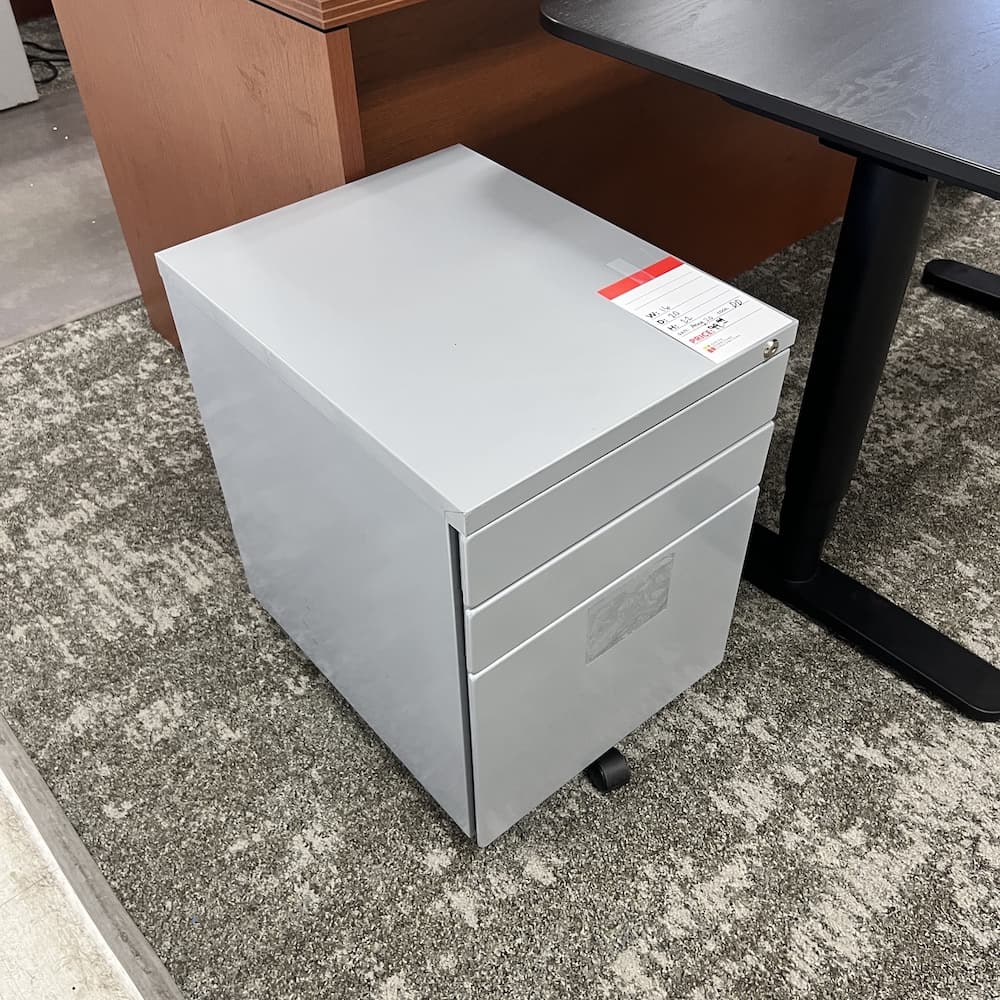 grey metal rolling box/box/file vertical pedestal file cabinet, under desk, used office furniture