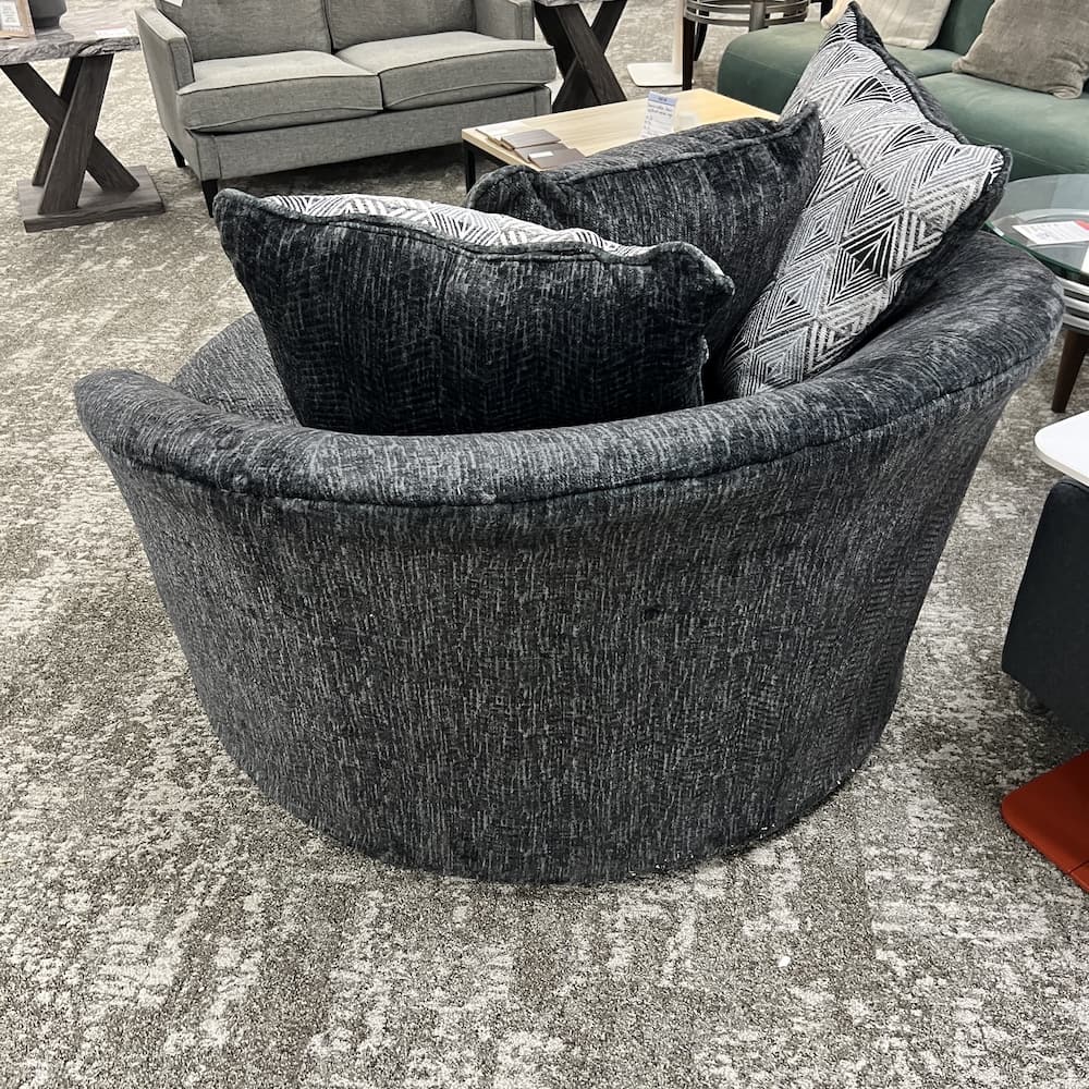 grey upholstered swivel sofa chair Ashley furniture, open box scratch n dent home furniture