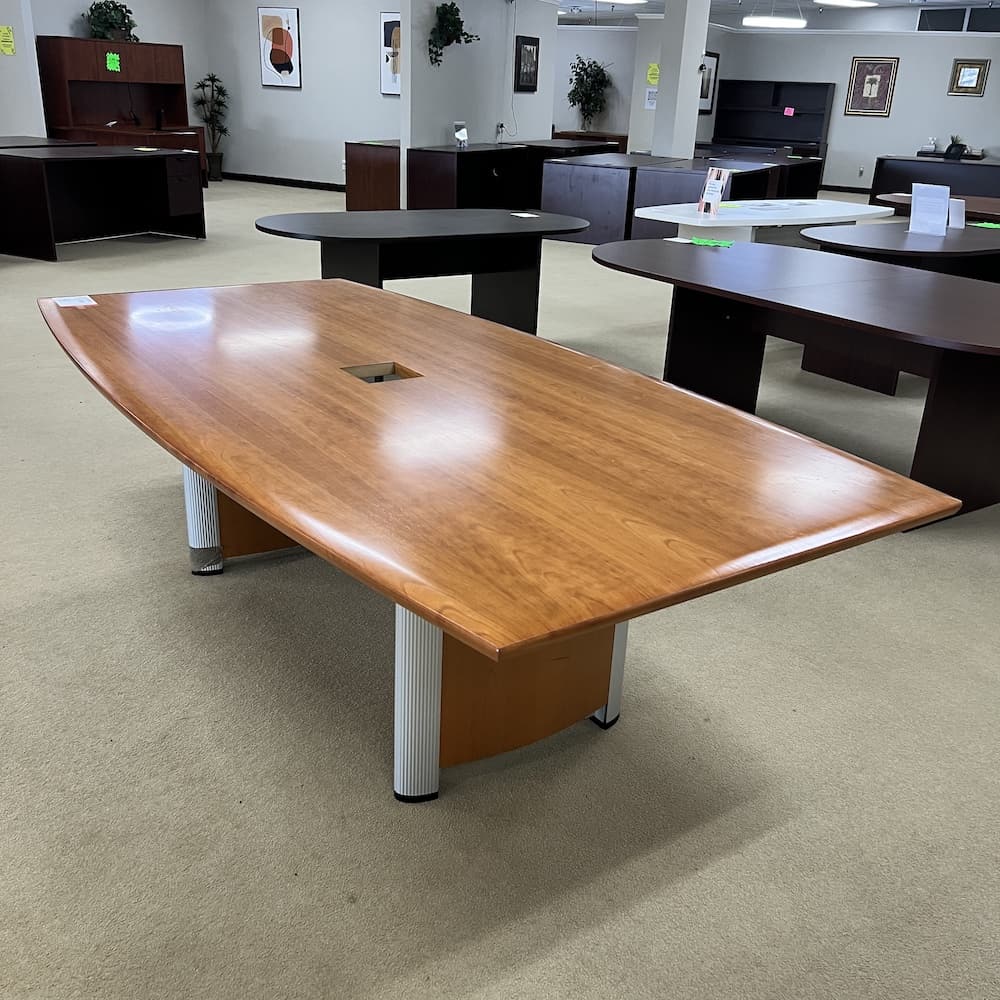 honey veneer table conference, nienkamper, used office furniture