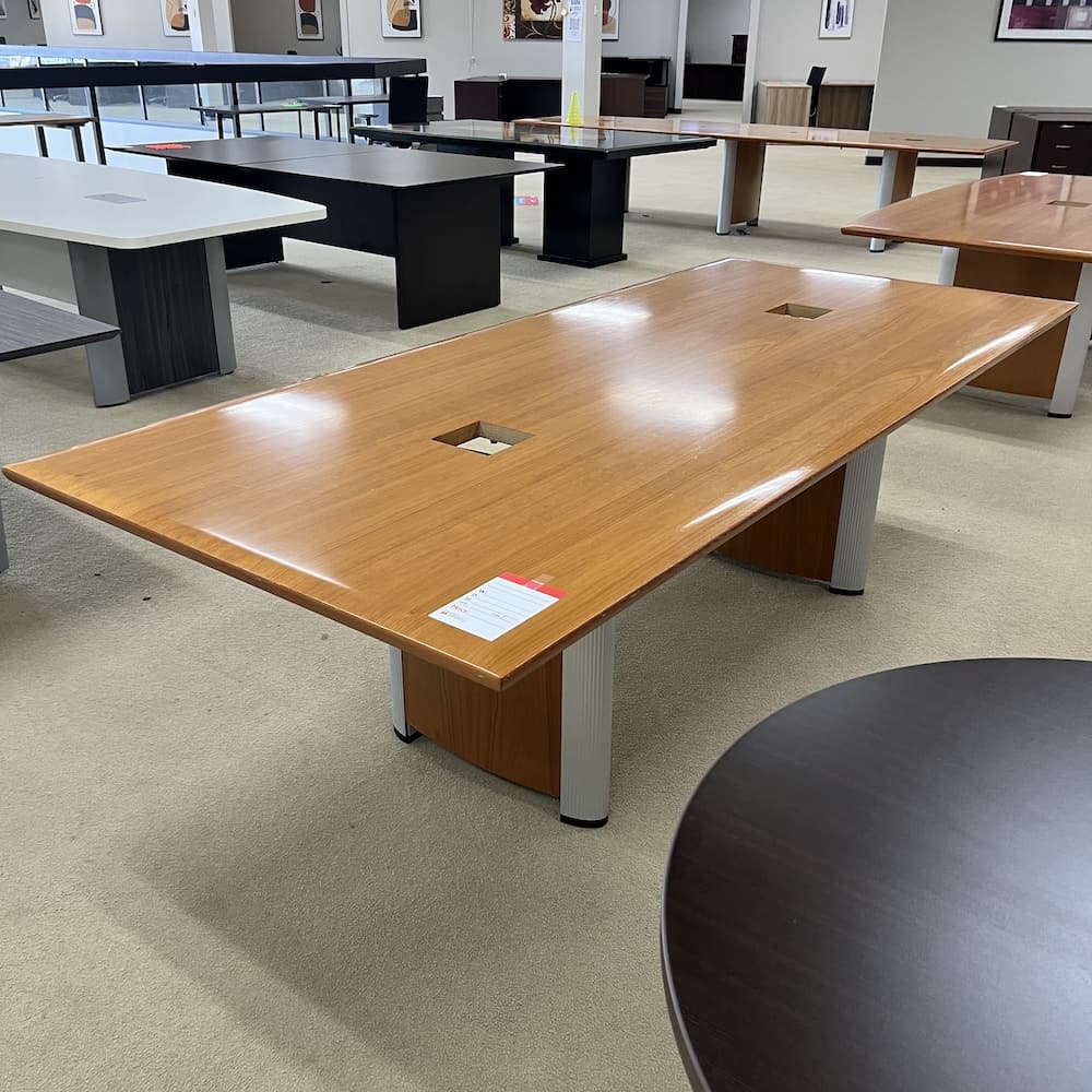 honey veneer table conference, nienkamper, used office furniture