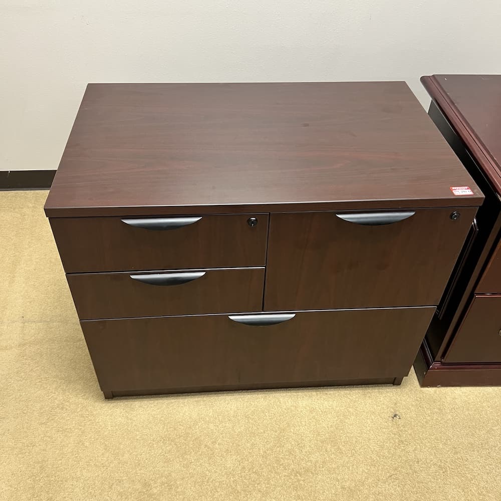mahogany laminate combo file with black pulls