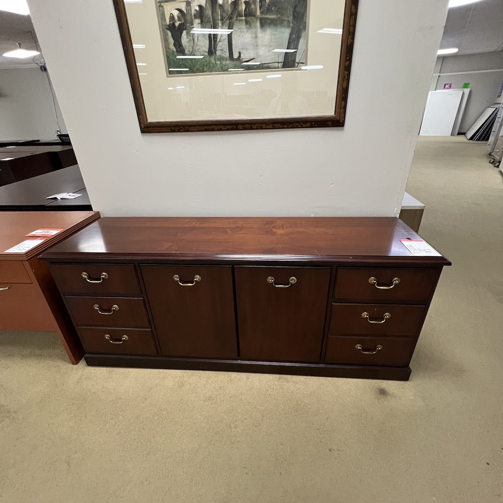 mahogany traditional credenza storage file cabinet, used office furniture