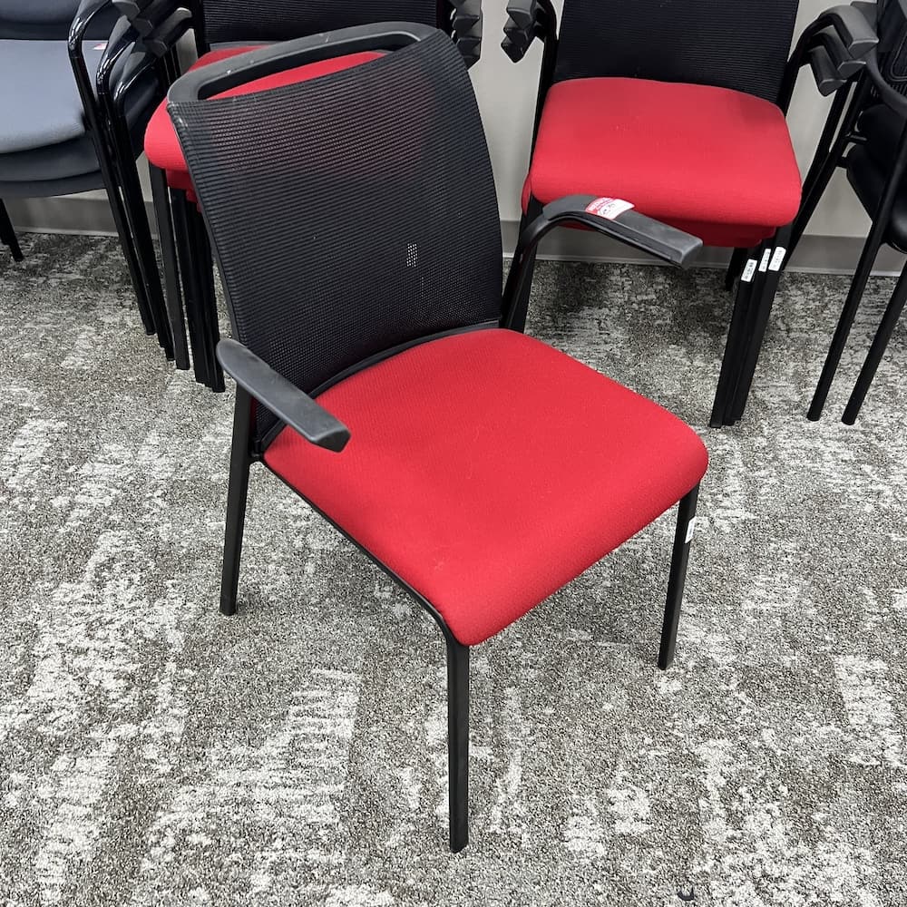 steelcase reply stacking chair, used office furniture, mesh back
