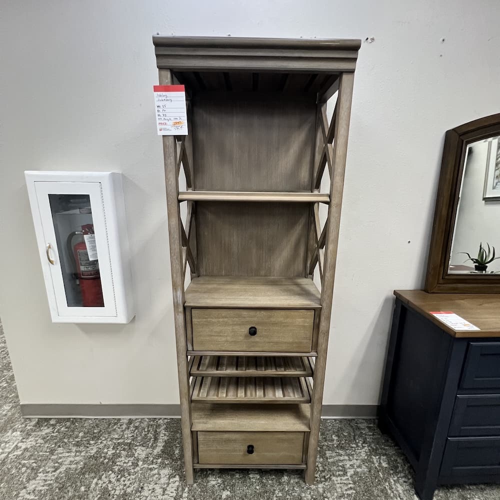 walnut liquor cabinet tower, wine storage scratch n dent home furniture cabinet