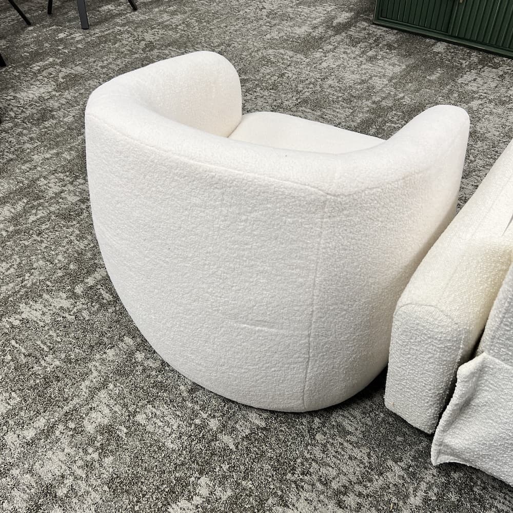 Linon Corinna White Upholstery Barrel Club Chair - Image 2