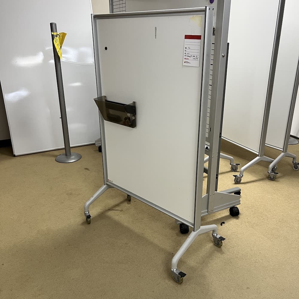 36" x 60" White Double Sided Rolling Dry Erase Board Room Divider