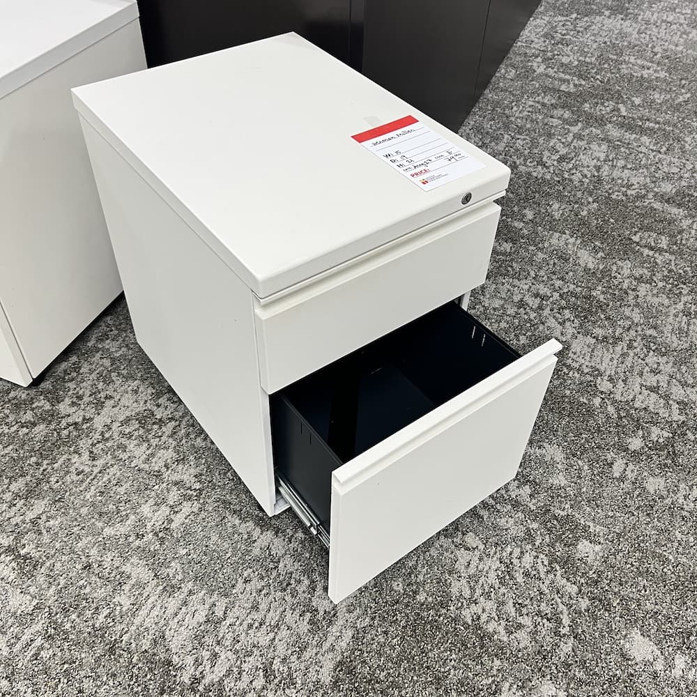 Herman Miller brand, white metal box file, pedestal vertical file, used office furniture
