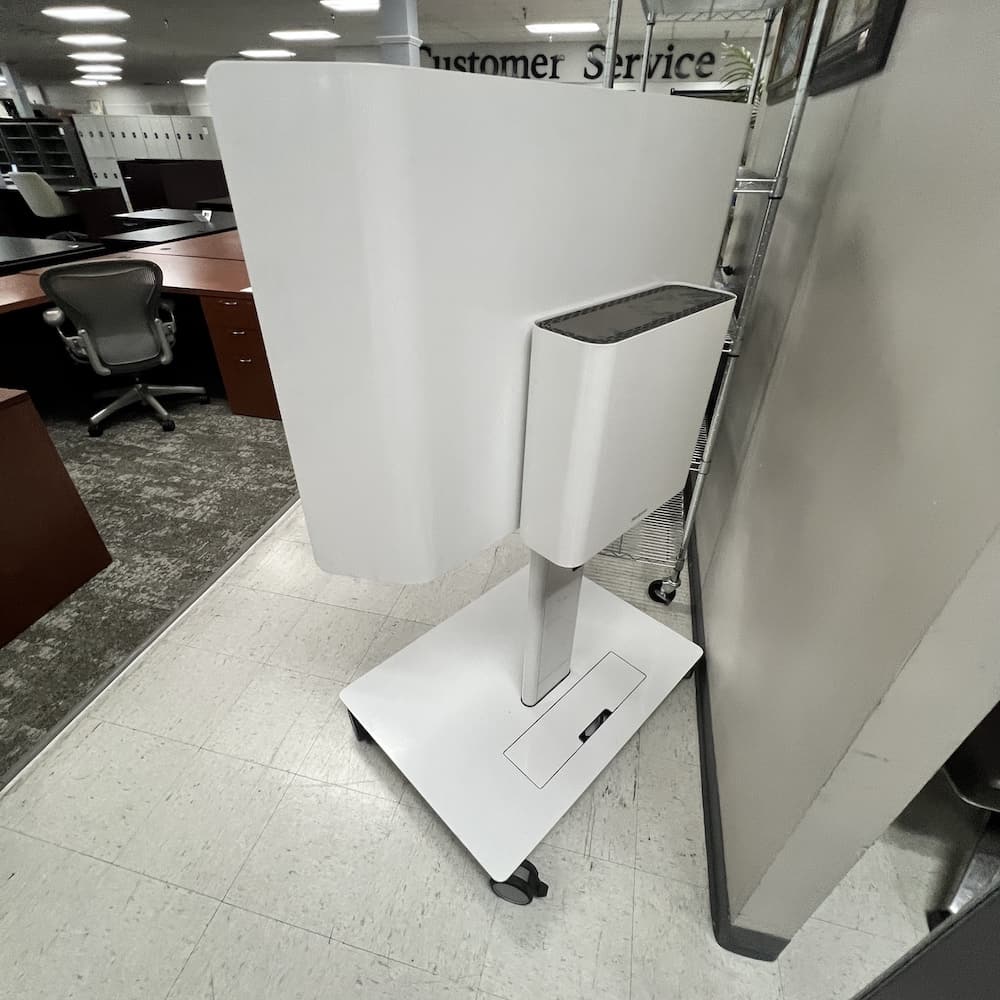 white steelcase media scape mobile conferencing stand, used office furniture electronics networking