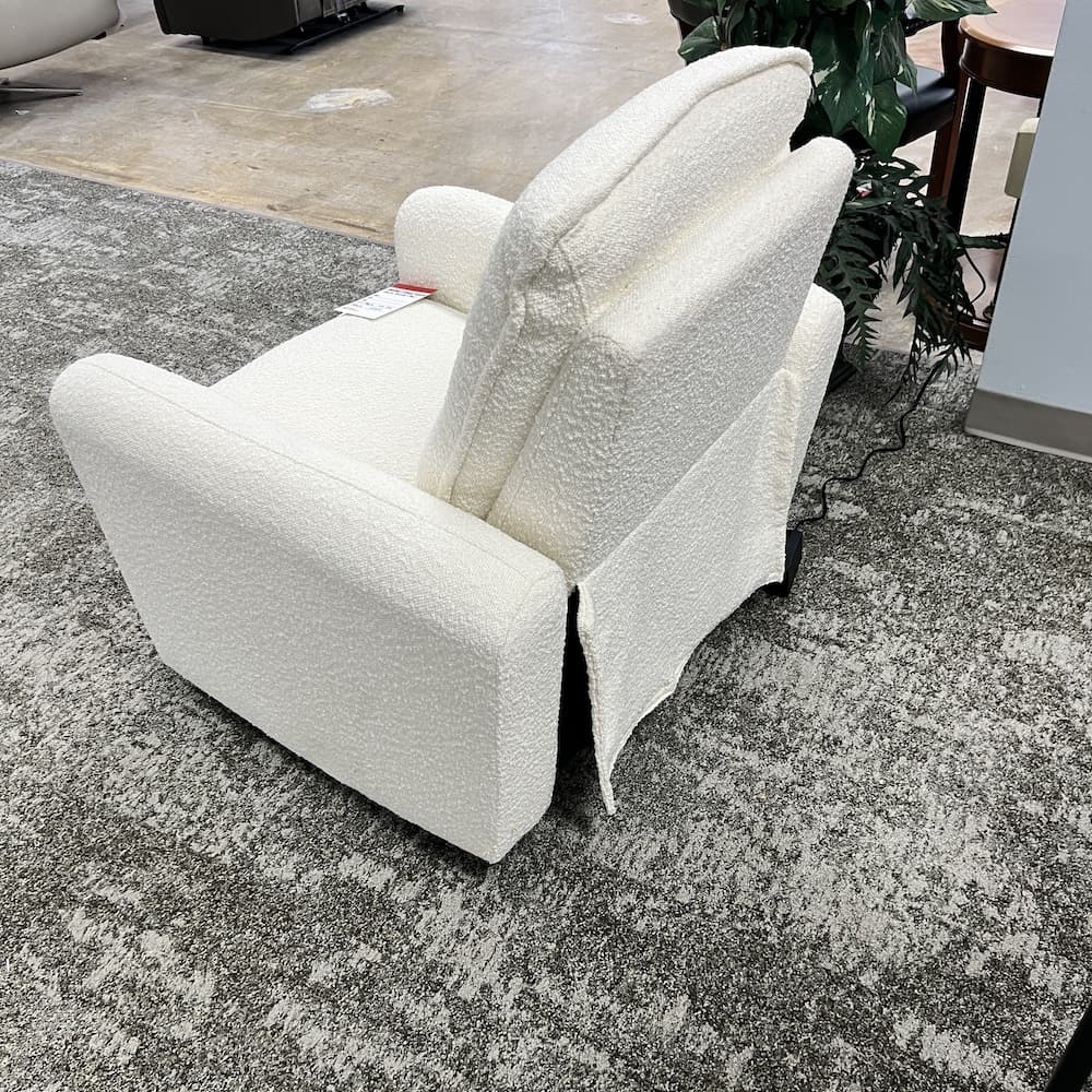 white upholstered greco power recliner swivel chair, open box furniture