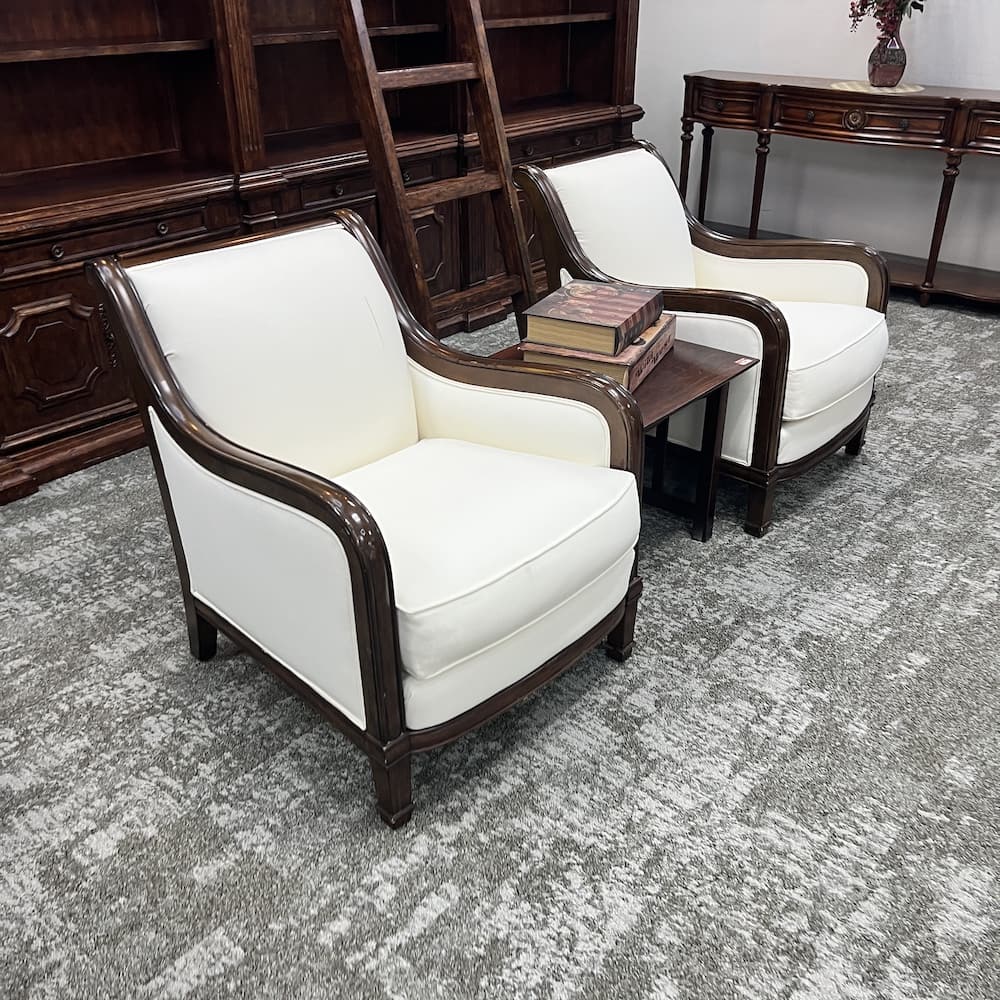 white upholstery espresso scroll arm chairs, set of 2, used office furniture