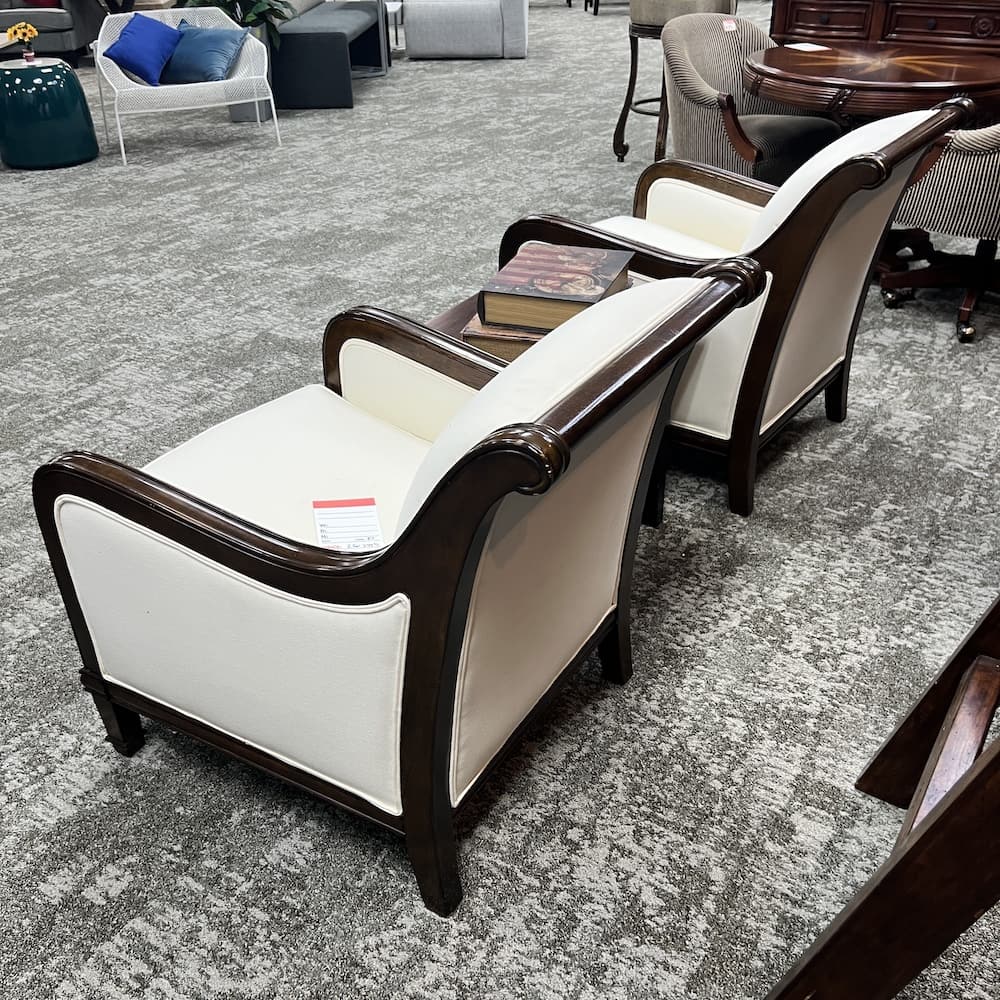 white upholstery espresso scroll arm chairs, set of 2, used office furniture