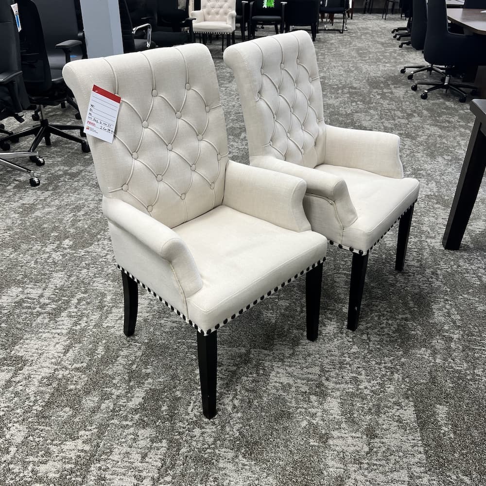 white arm chair tufted, used open box home furniture office furniture
