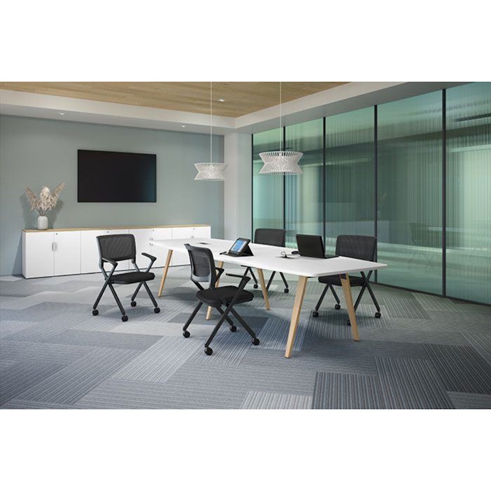Alan nesting black mesh back chair, rolling, new closeout office furniture