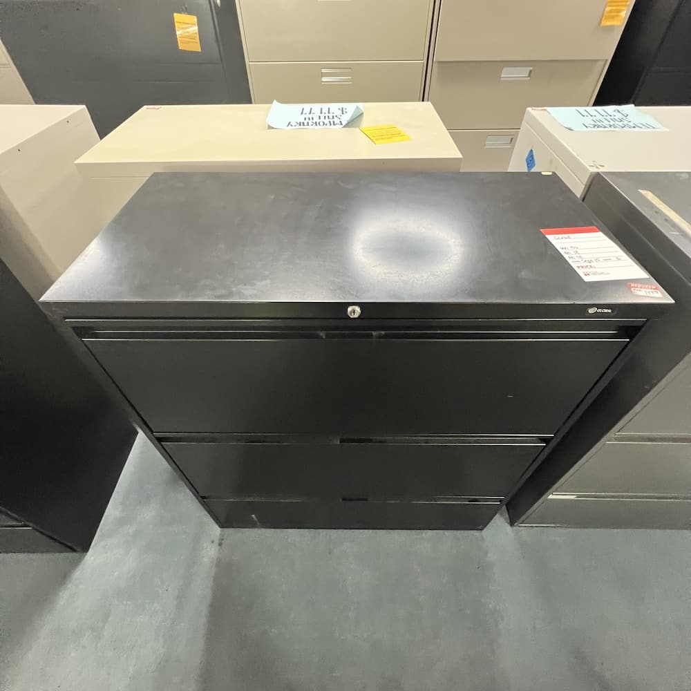 black metal 3 drawer lateral file cabinet, used office furniture