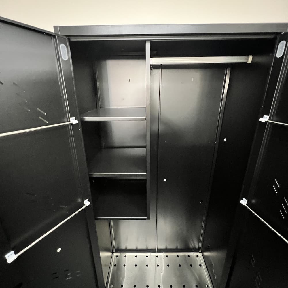 black locker, metal 2 door storage cabinet, garage, lockable, used furniture