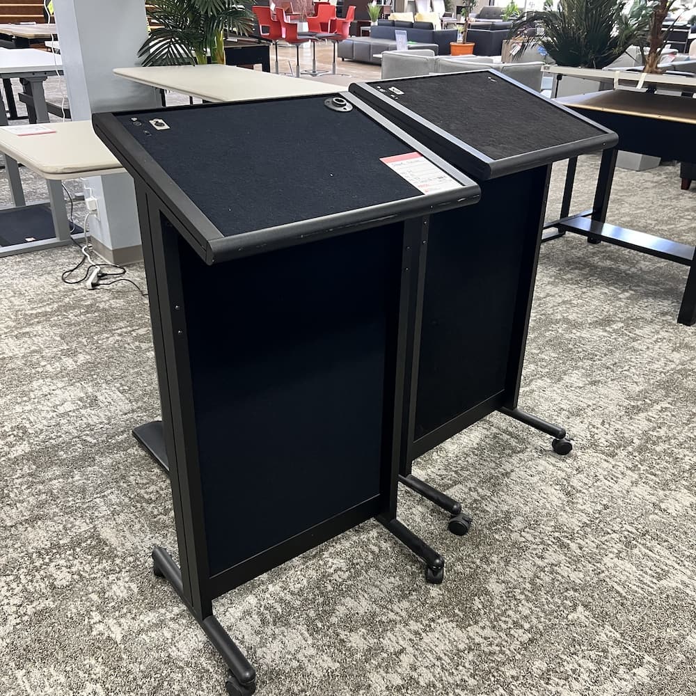 black podium lectern rolling for lectures meeting rooms, used office furniture